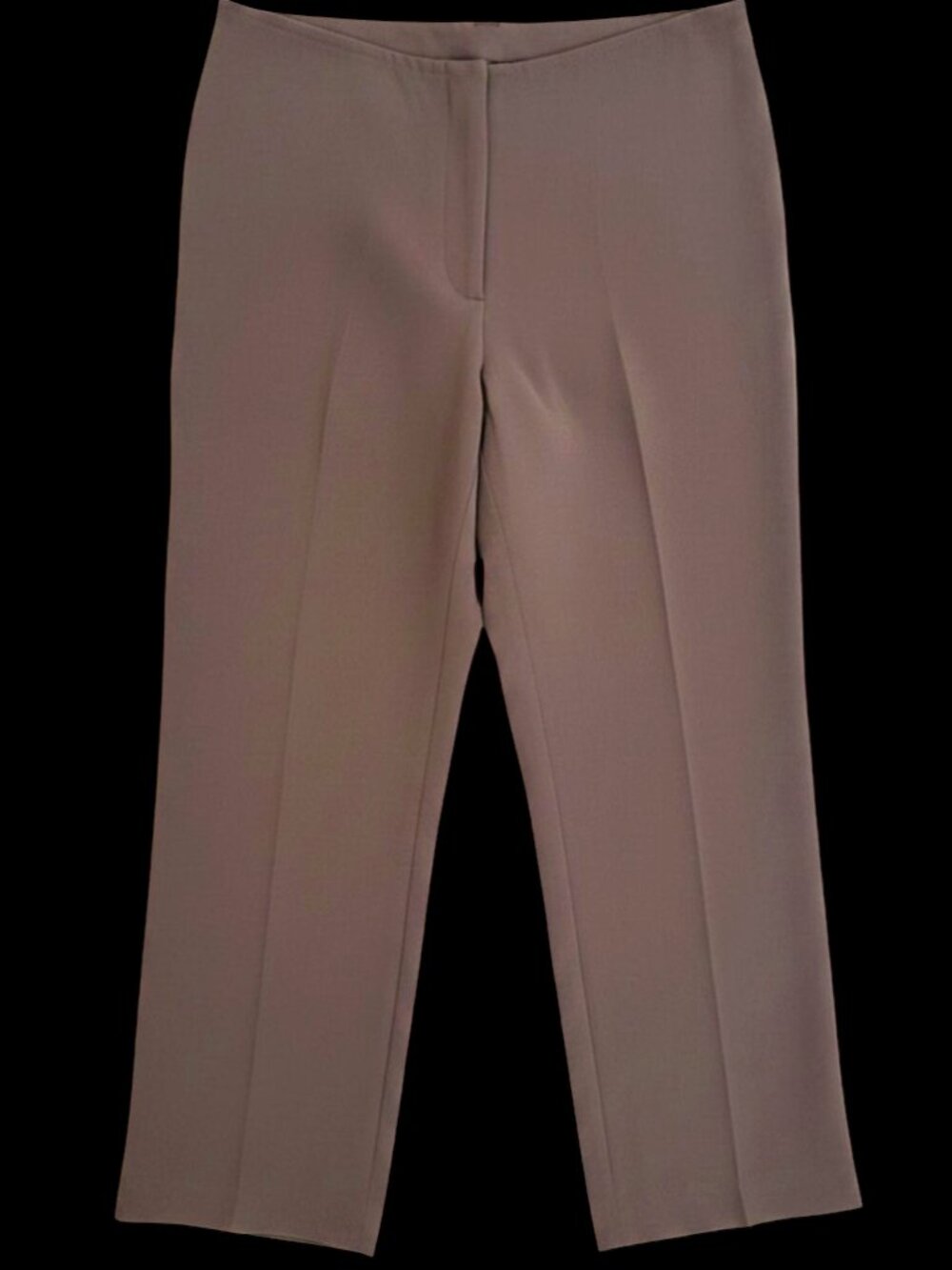 Eileen Fisher Taupe 100% Silk Straight Leg Pants PP Petite Zip Front